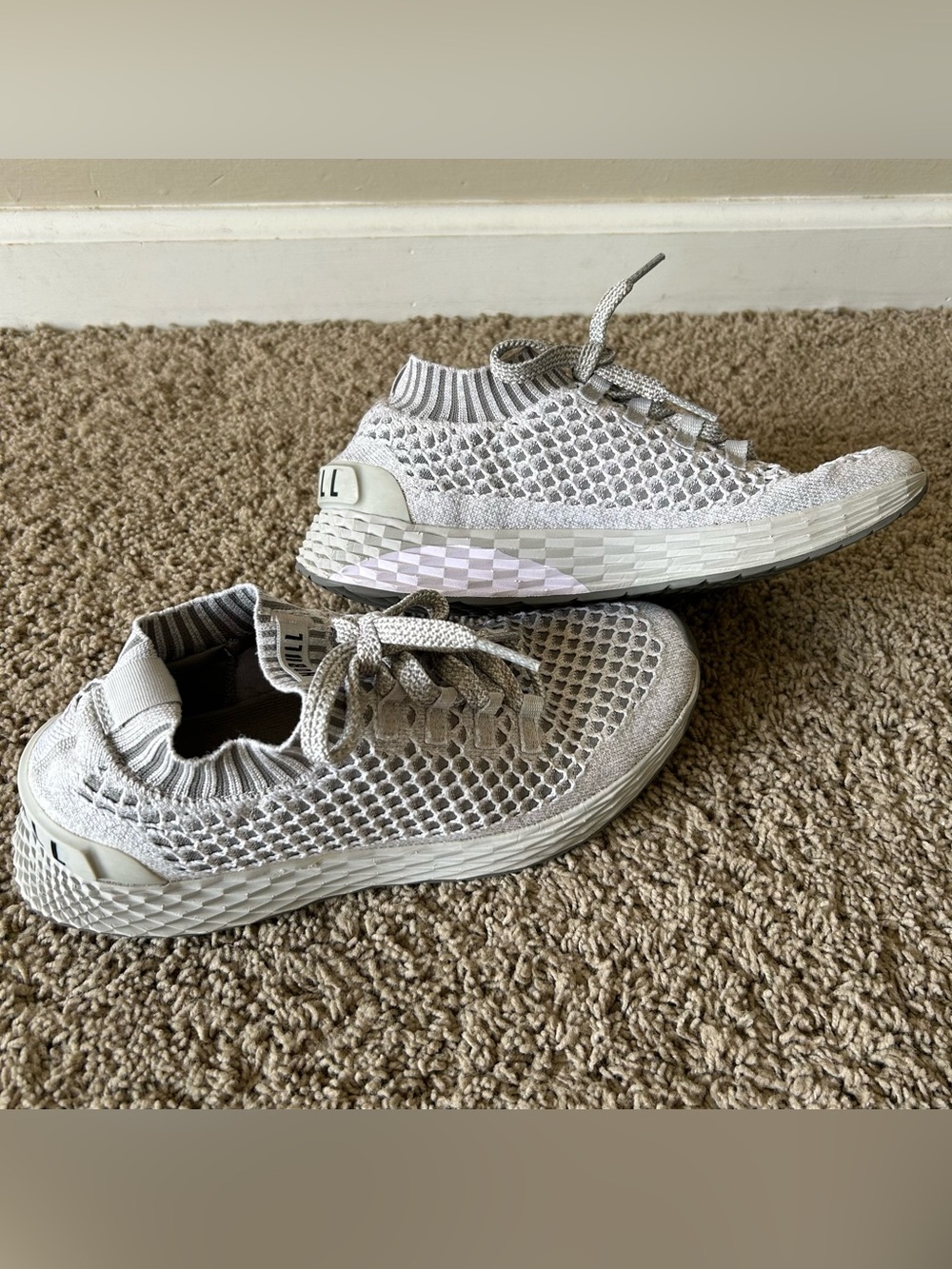 Nobull Allday Knit Shoes Mens 9.5 Womens 11 Gray Athletic Training Gym Sneakers